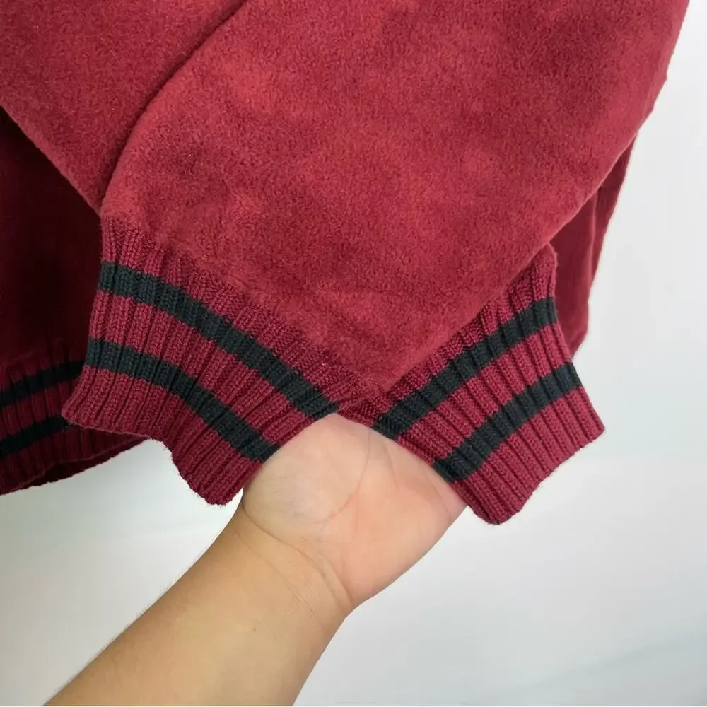 Eddie Bauer Sport Shop fleece pullover sweater crew neck maroon size Large - Picture 4 of 10